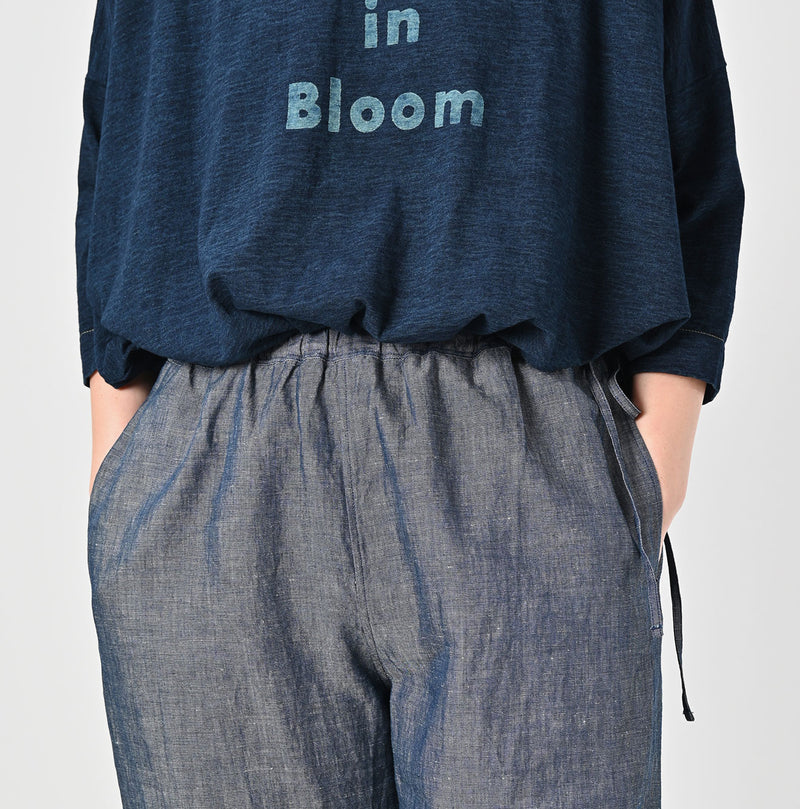 45R Cotton Linen Dungaree Chambray Cutwork Pants