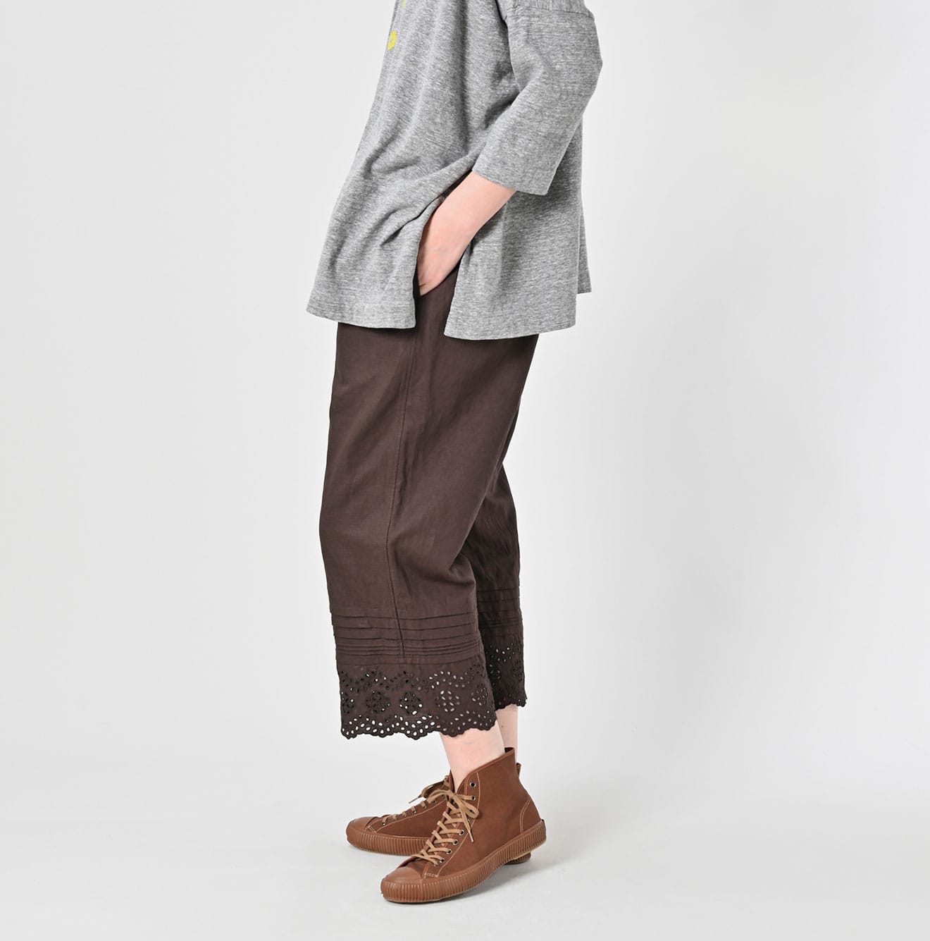 45R Cotton Linen Dungaree Chambray Cutwork Pettipants