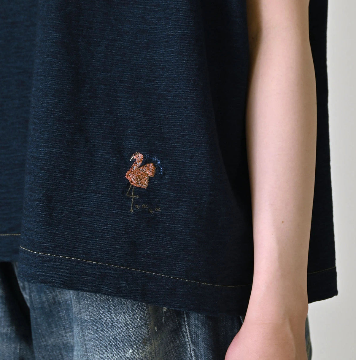 45R Indigo Flamingway Embroidery M-Camisole