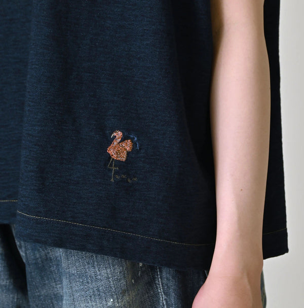 45R Indigo Flamingway Embroidery M-Camisole