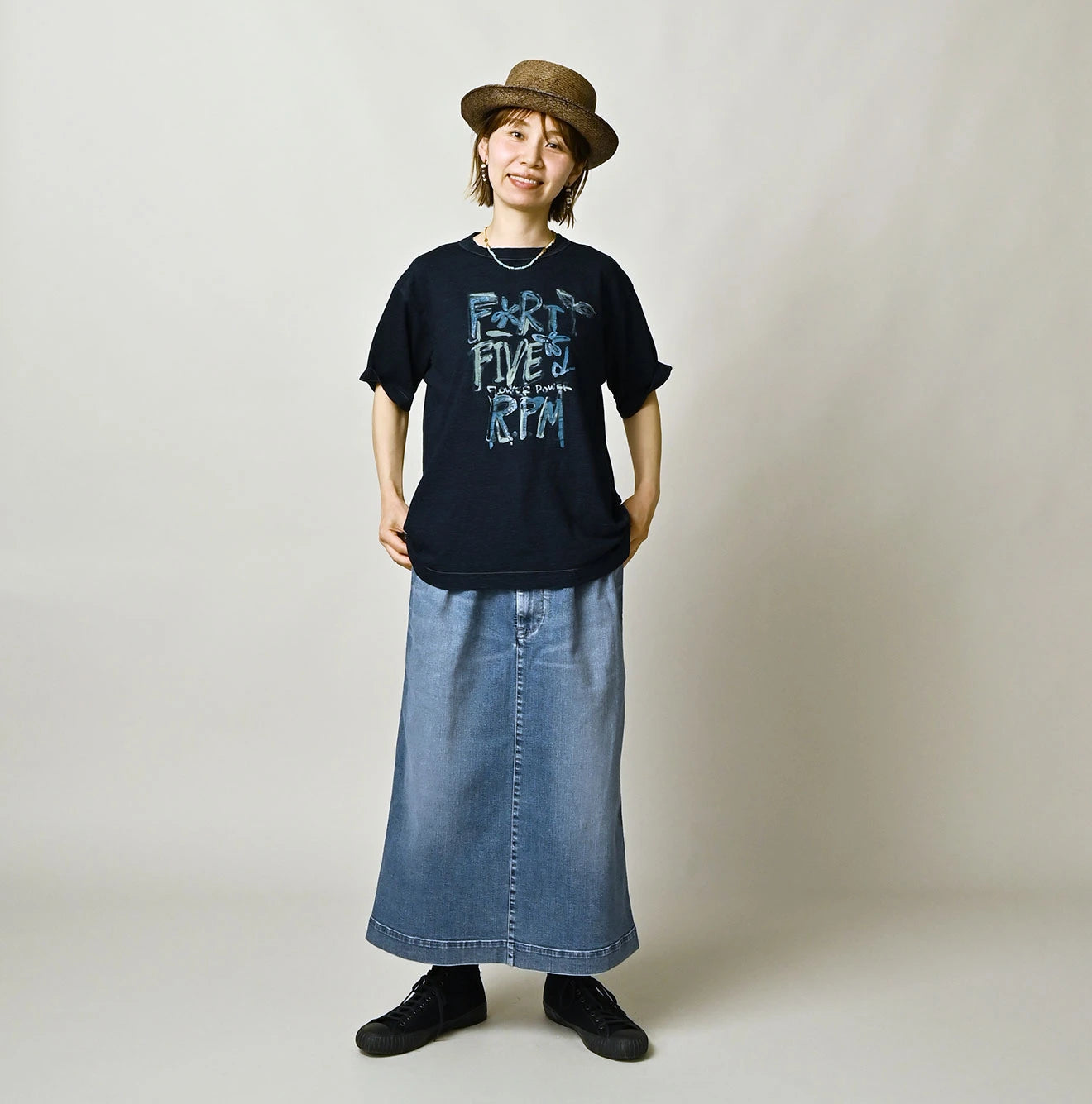 45R、ハワイアンインディゴタンクトップ Indigo Ocean 908 Hippie Flower Logo T-shirt | 45R Official Online