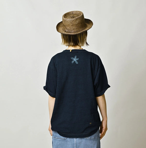 45R Indigo Ocean 908 Hippie Flower Logo T-shirt