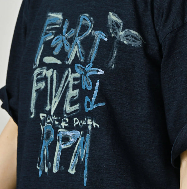 45R Indigo Ocean 908 Hippie Flower Logo T-shirt