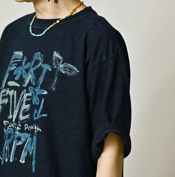 45R Indigo Ocean 908 Hippie Flower Logo T-shirt