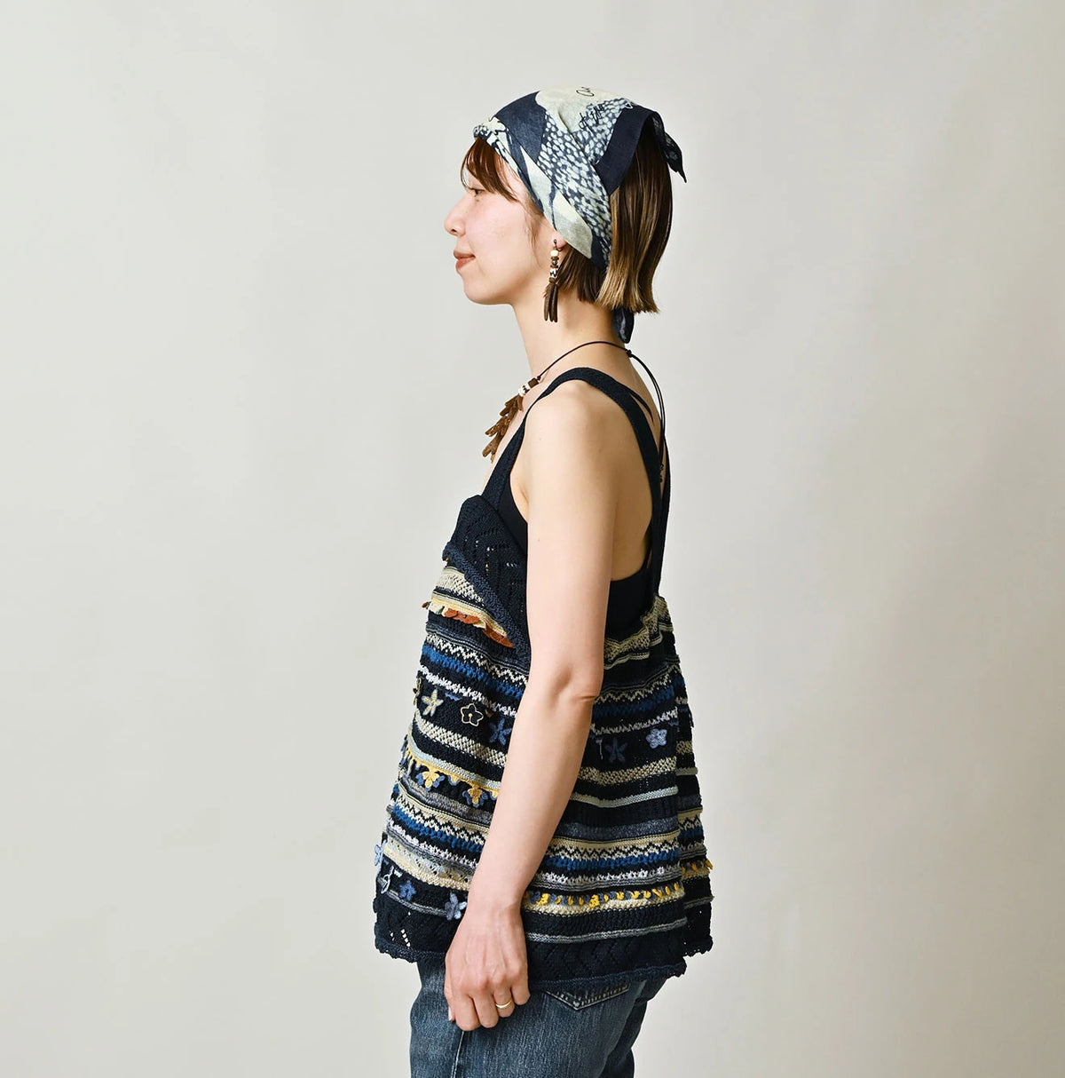 45R Indigo Lei Lei Jacquard Camisole