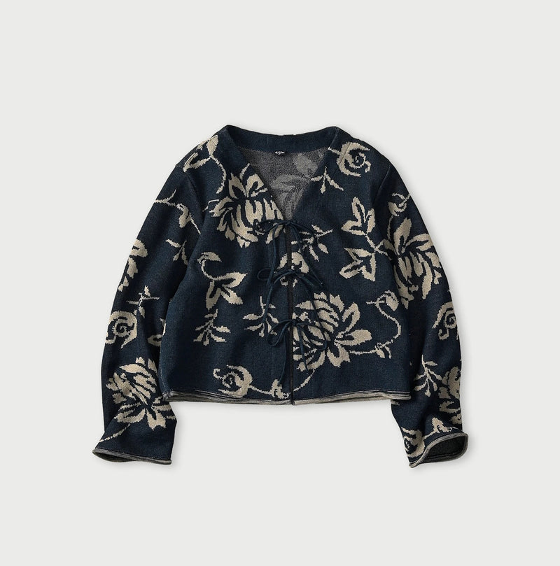 45R Indigo Lei Aloha Jacquard Cardigan - Image 1