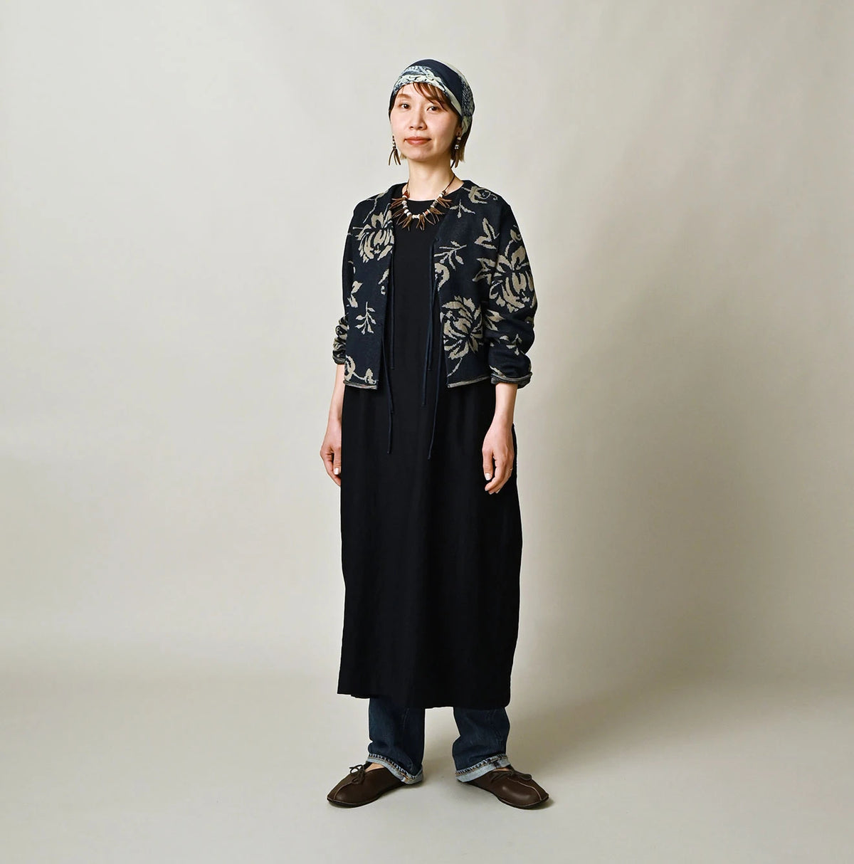 45R Indigo Lei Aloha Jacquard Cardigan
