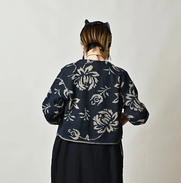 45R Indigo Lei Aloha Jacquard Cardigan