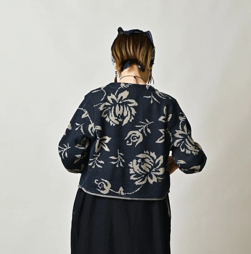 45R Indigo Lei Aloha Jacquard Cardigan - Image 5