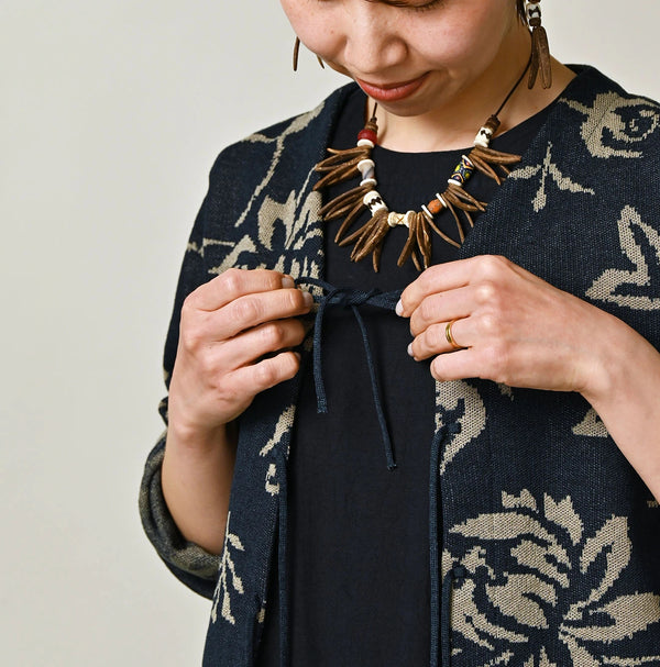 45R Indigo Lei Aloha Jacquard Cardigan