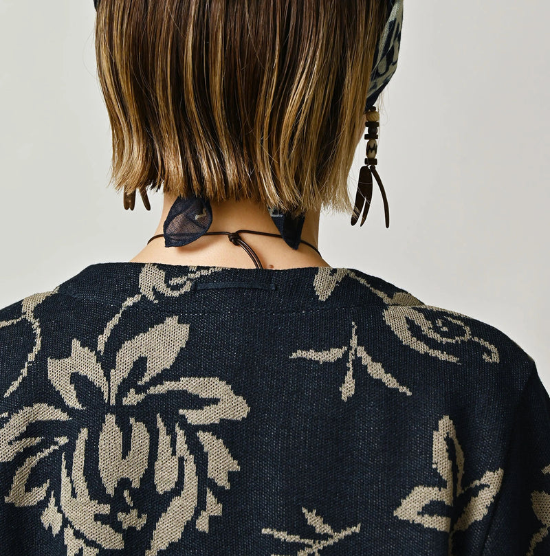 45R Indigo Lei Aloha Jacquard Cardigan - Image 9