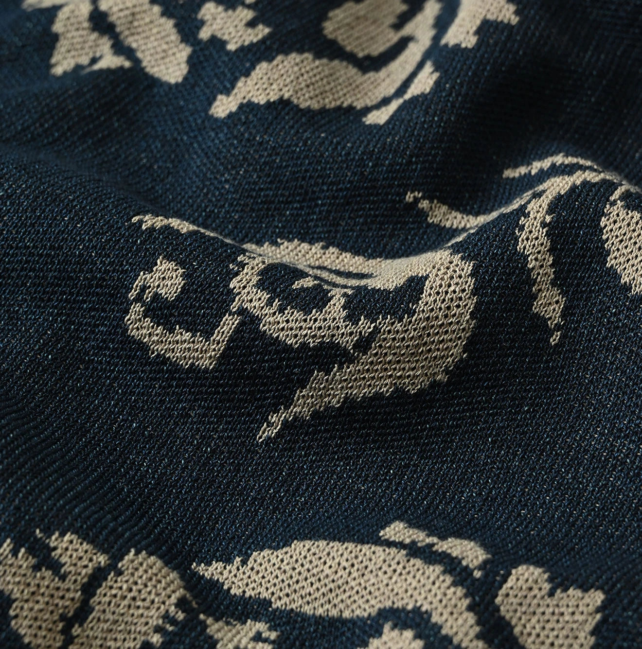 45R Indigo Lei Aloha Jacquard Cardigan