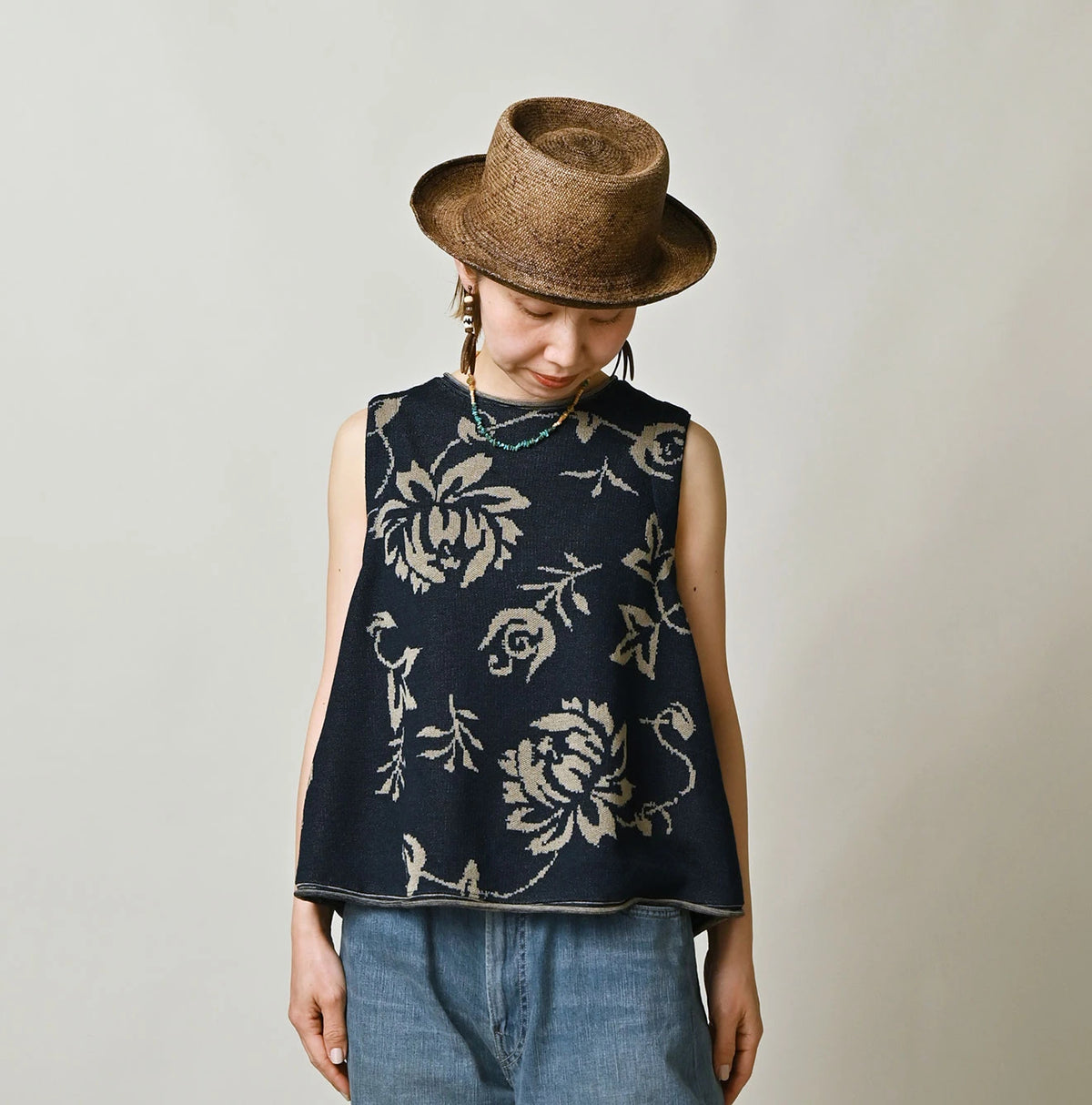 45R Indigo Lei Aloha Jacquard Camisole