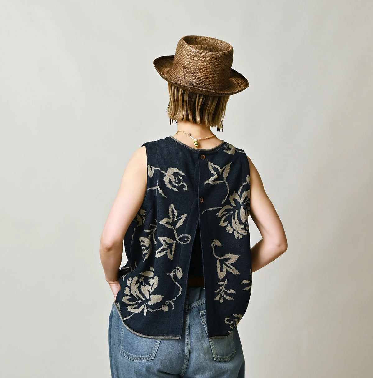 45R Indigo Lei Aloha Jacquard Camisole