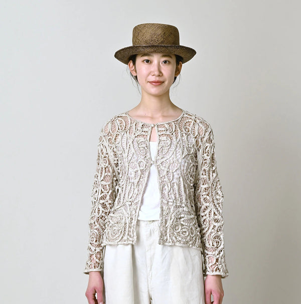 45R Linen Ribbon Batten Lace Bolero