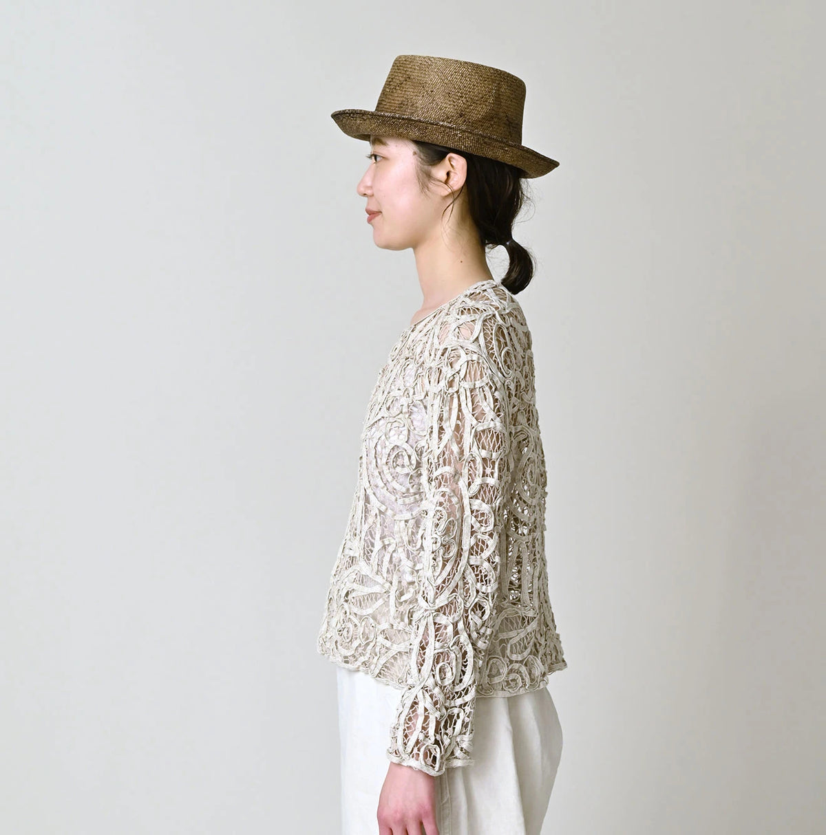 45R Linen Ribbon Batten Lace Bolero