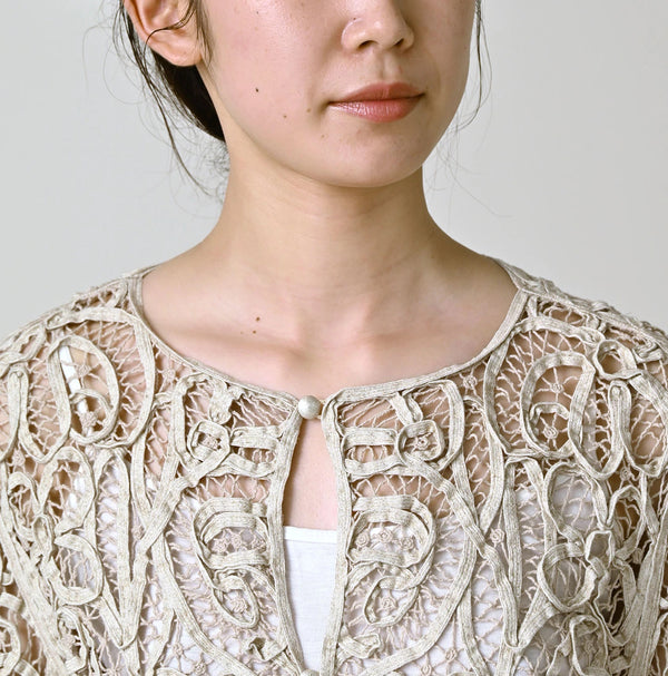 45R Linen Ribbon Batten Lace Bolero