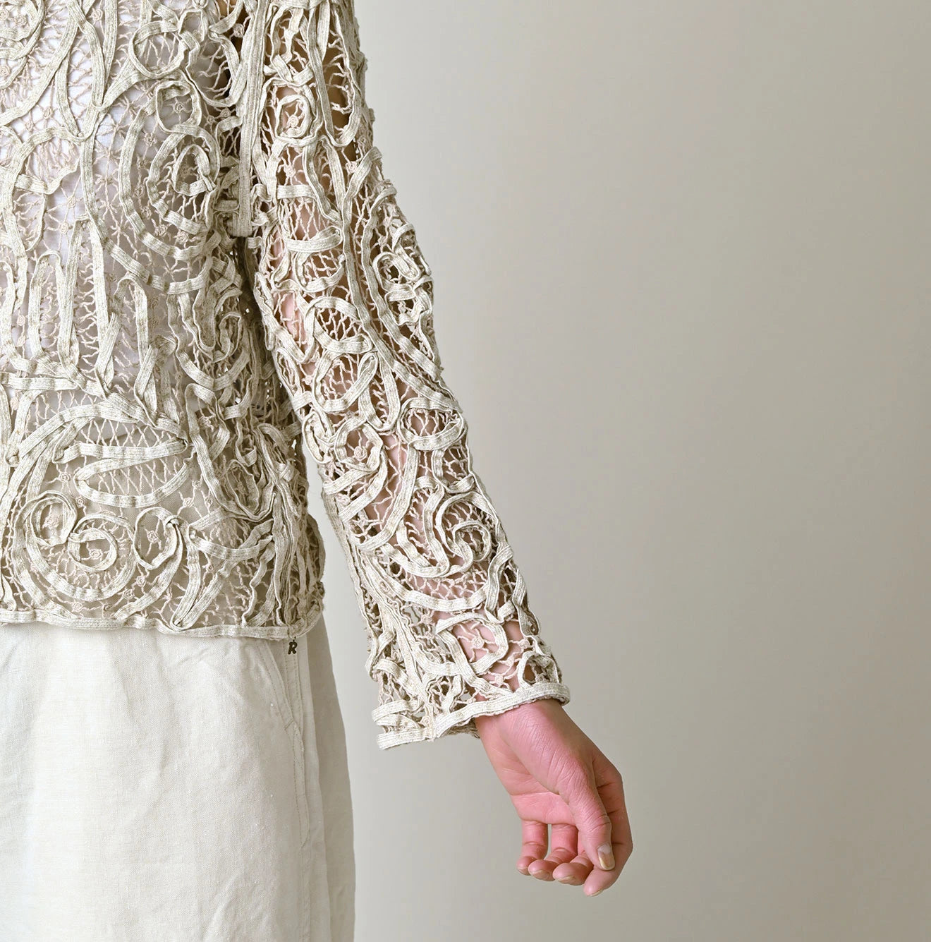 45R Linen Ribbon Batten Lace Bolero - Image 8