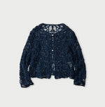 45R Ai Indigo Linen Ribbon Batten Lace Bolero