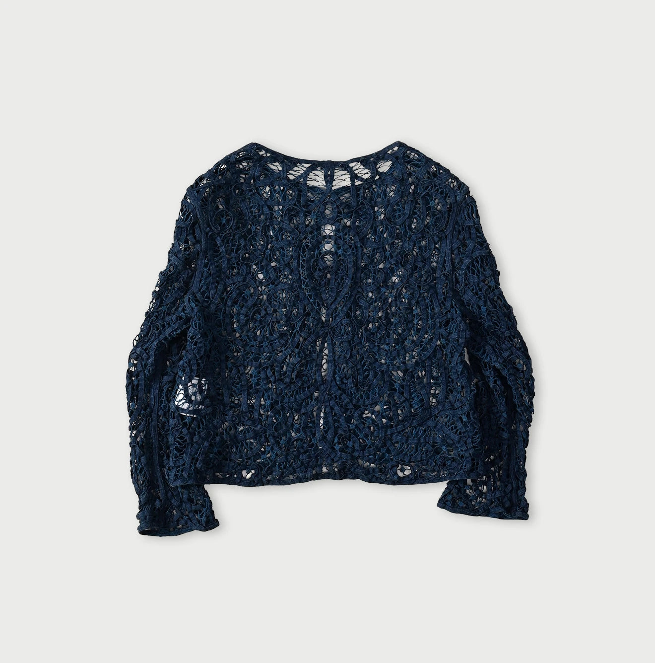 45R Ai Indigo Linen Ribbon Batten Lace Bolero - Image 11