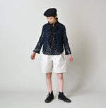 45R Ai Indigo Linen Ribbon Batten Lace Bolero