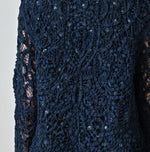 45R Ai Indigo Linen Ribbon Batten Lace Bolero