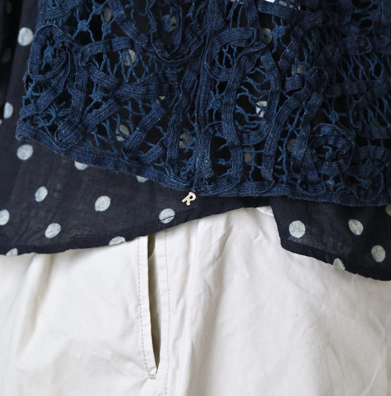 45R Ai Indigo Linen Ribbon Batten Lace Bolero - Image 10