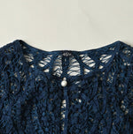 45R Ai Indigo Linen Ribbon Batten Lace Bolero
