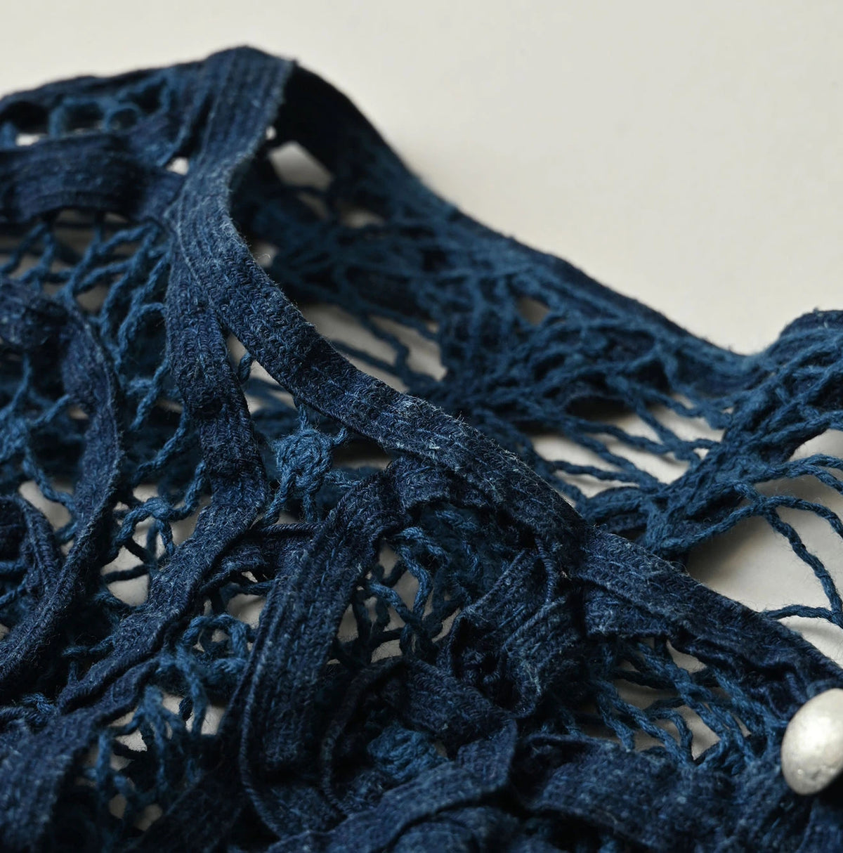 45R Ai Indigo Linen Ribbon Batten Lace Bolero