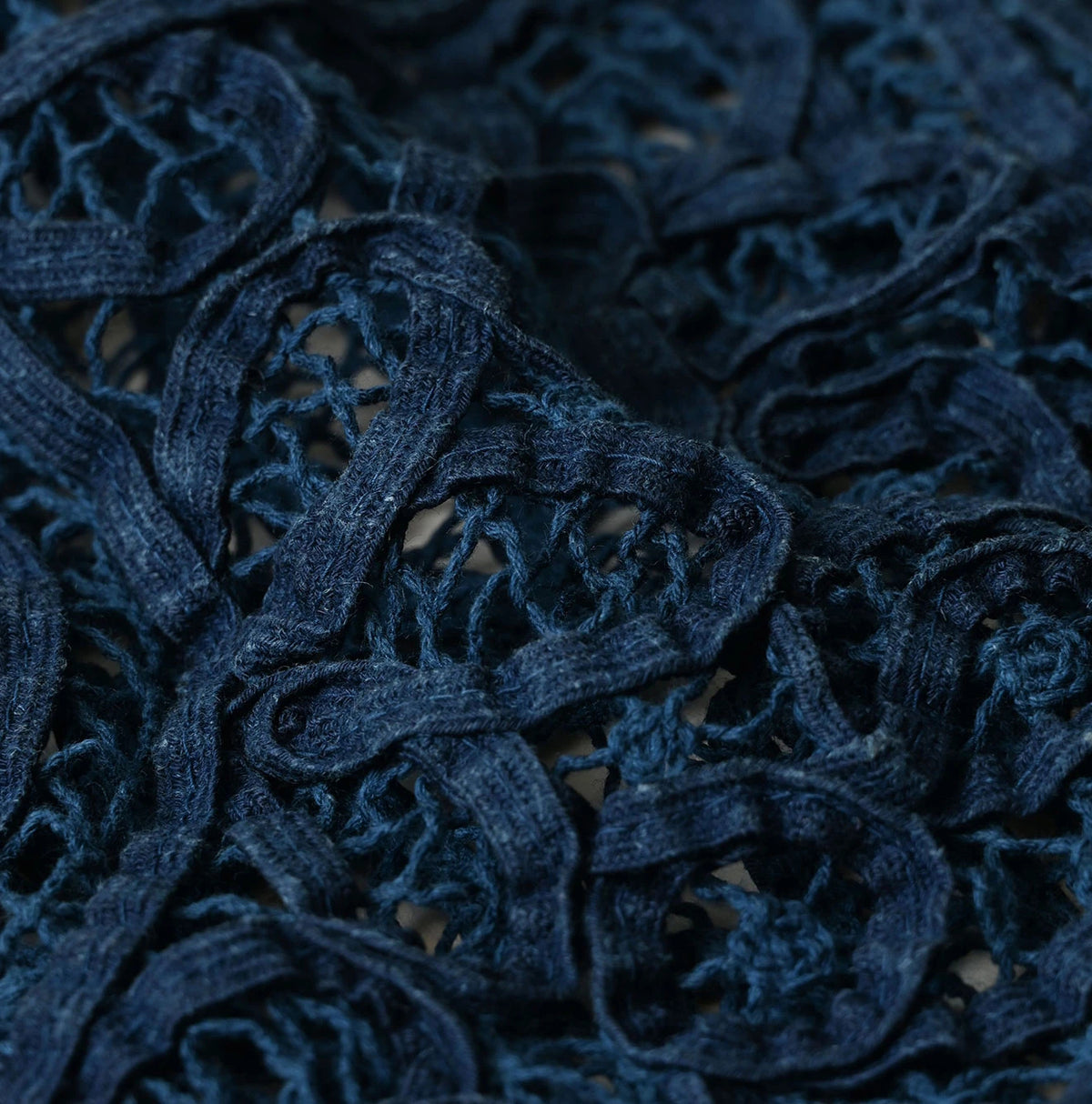 45R Ai Indigo Linen Ribbon Batten Lace Bolero