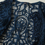 45R Ai Indigo Linen Ribbon Batten Lace Bolero