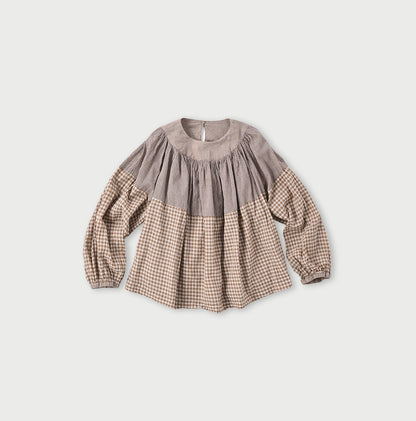 Tsuyukaze Khadi Mix Tuck Gathered Blouse