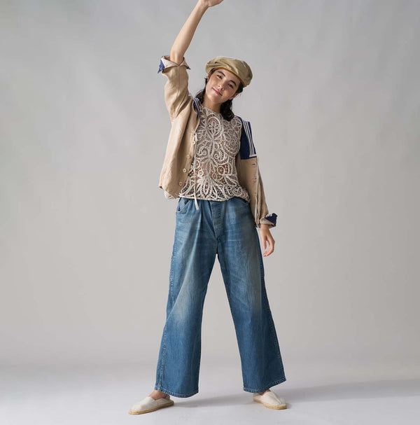 Linen Sateen Sailor Blouse
