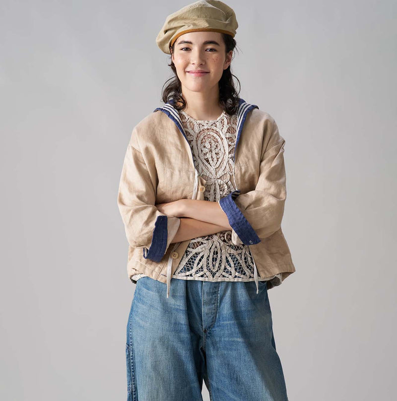 Linen Sateen Sailor Blouse - Image 4
