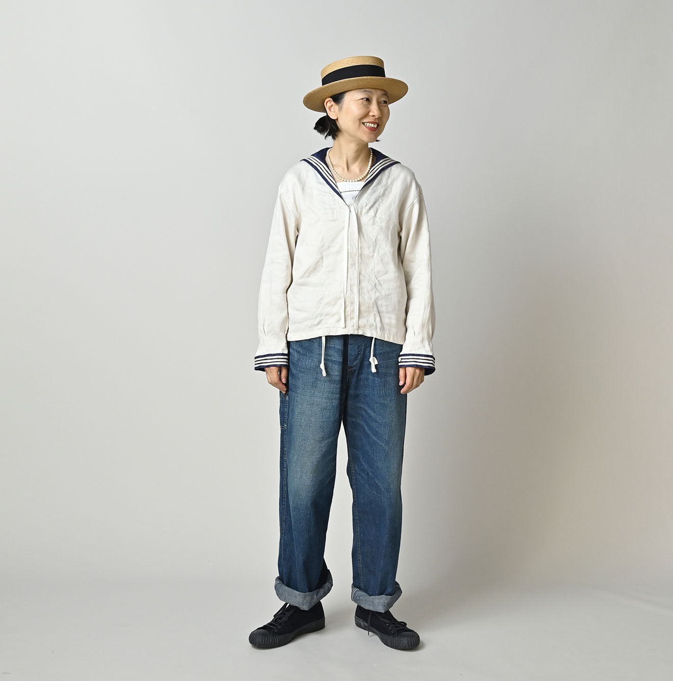 Linen Sateen Sailor Blouse - Image 5