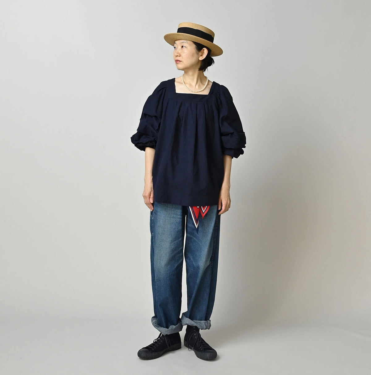 45R Indigo Khadi Tiered Blouse