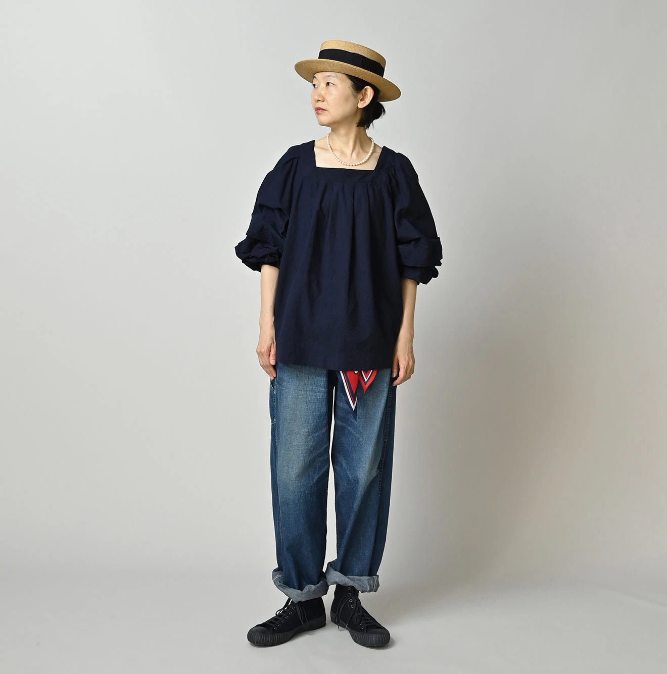 45R Indigo Khadi Tiered Blouse - Image 2