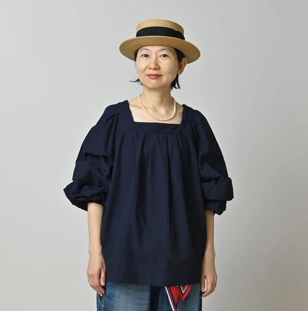45R Indigo Khadi Tiered Blouse