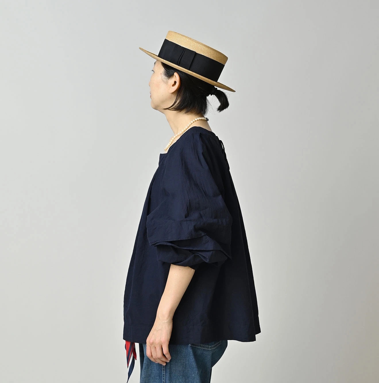 45R Indigo Khadi Tiered Blouse - Image 4