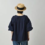 45R Indigo Khadi Tiered Blouse