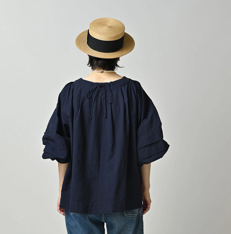 45R Indigo Khadi Tiered Blouse - Image 5