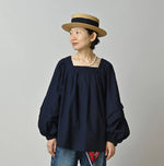 45R Indigo Khadi Tiered Blouse