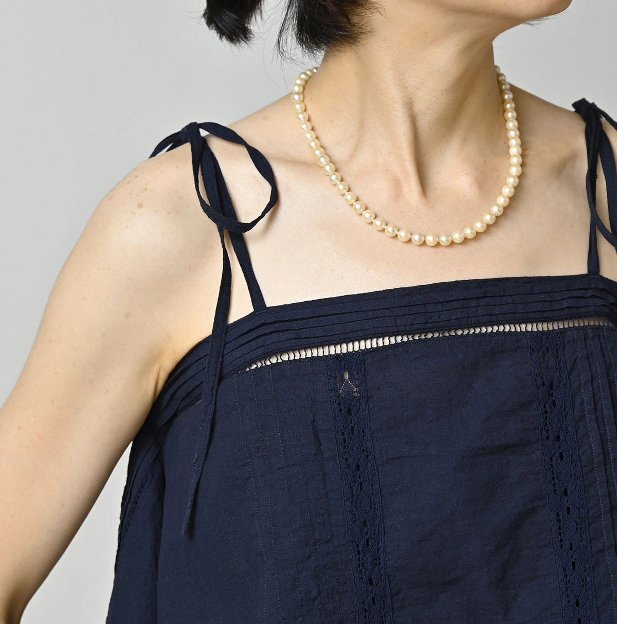 45R Indigo Khadi Pintuck Lace Multi Camisole