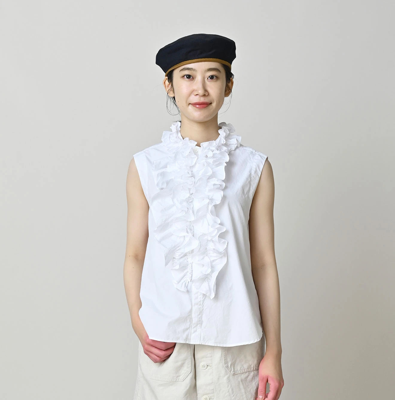 45R Broadcloth Frilled Sleeveless Top - Image 3
