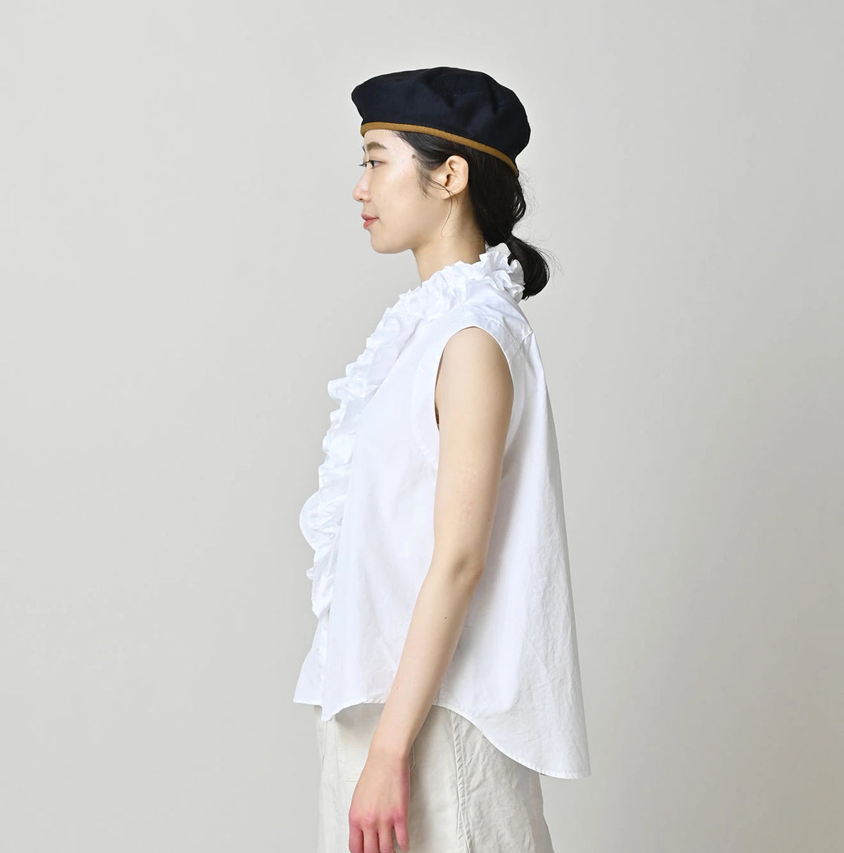 45R Broadcloth Frilled Sleeveless Top