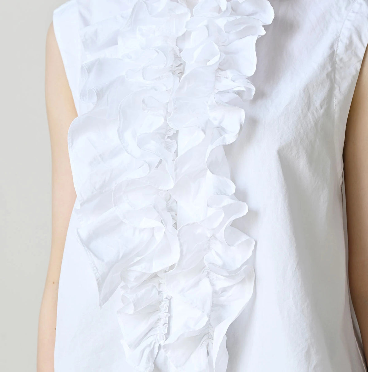 45R Broadcloth Frilled Sleeveless Top