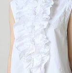 45R Broadcloth Frilled Sleeveless Top