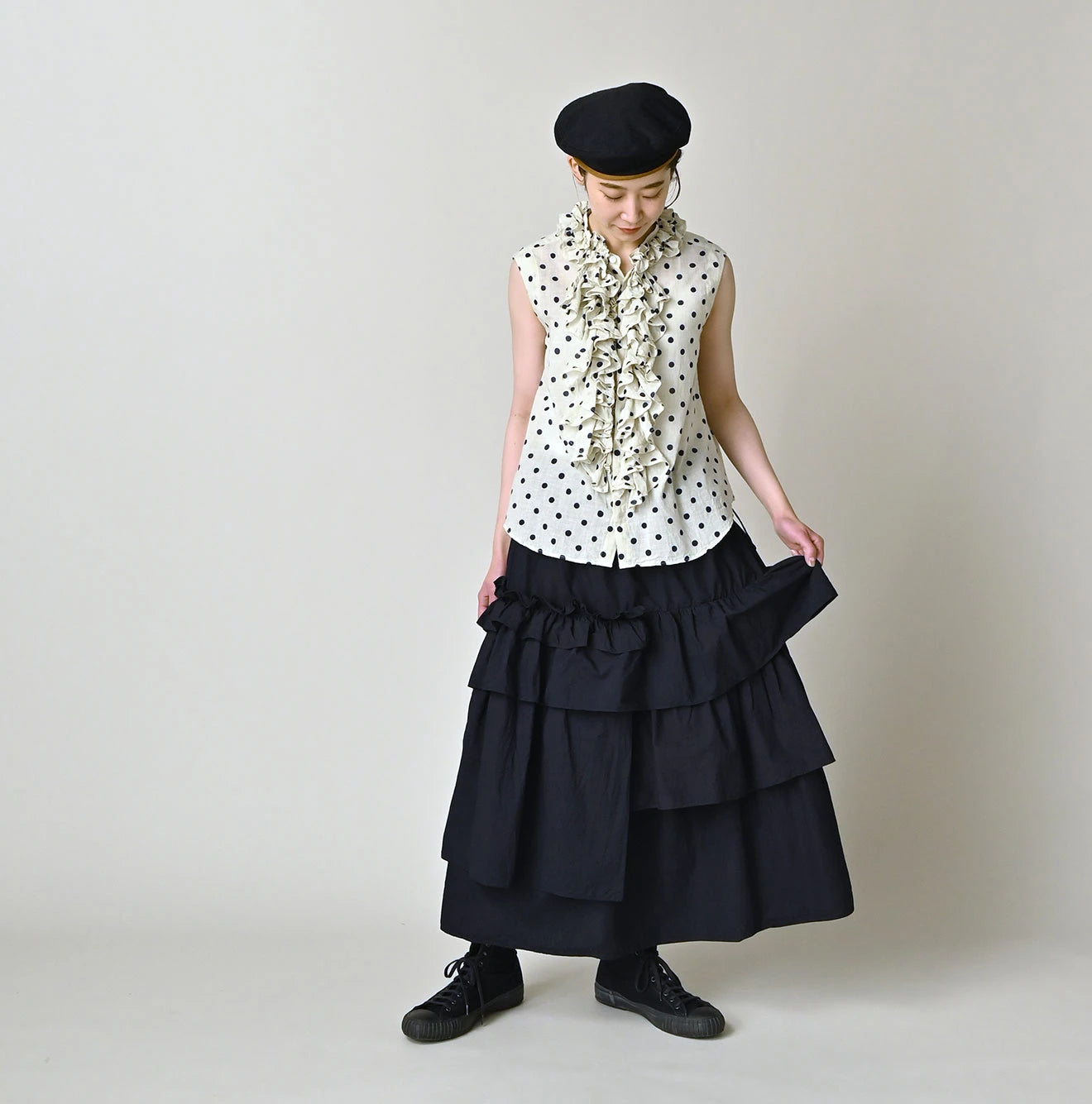 45R Gauze Polka Dot Frill Camisole - Image 2
