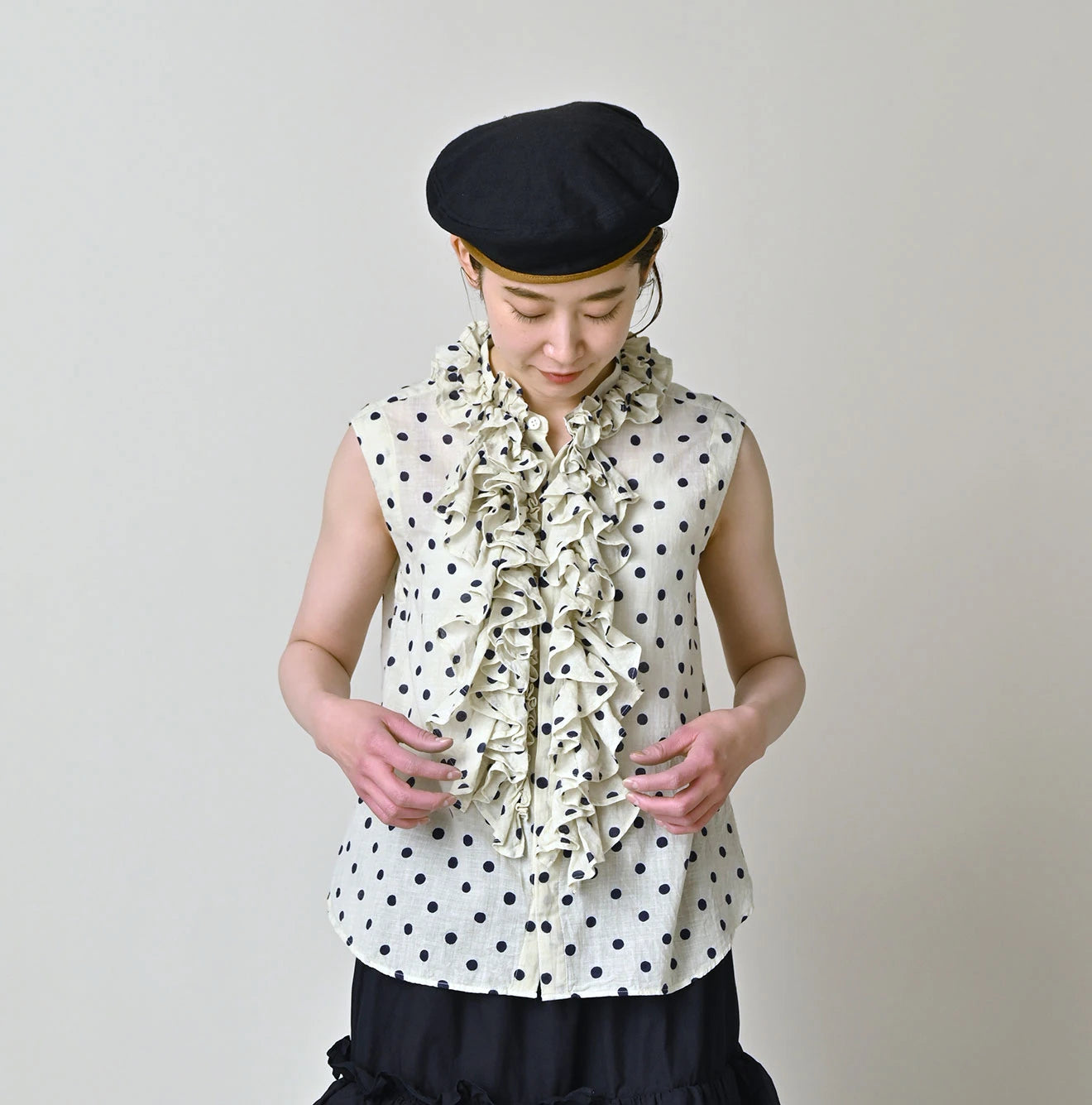 45R Gauze Polka Dot Frill Camisole - Image 3