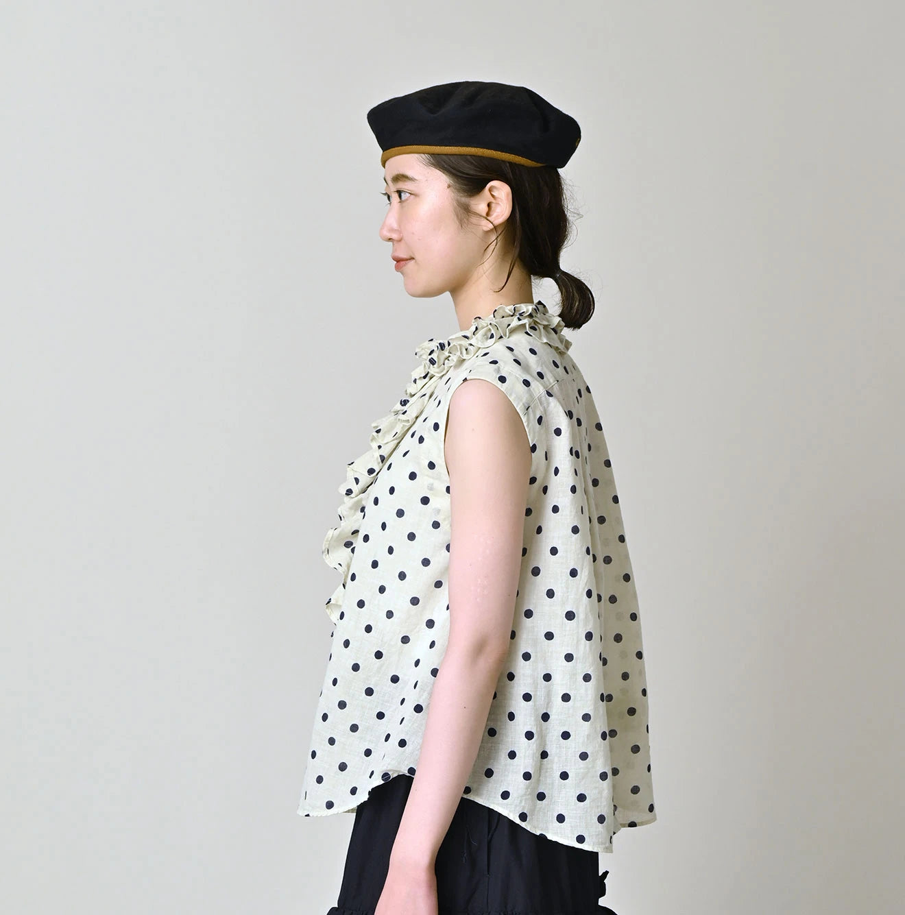 45R Gauze Polka Dot Frill Camisole - Image 4